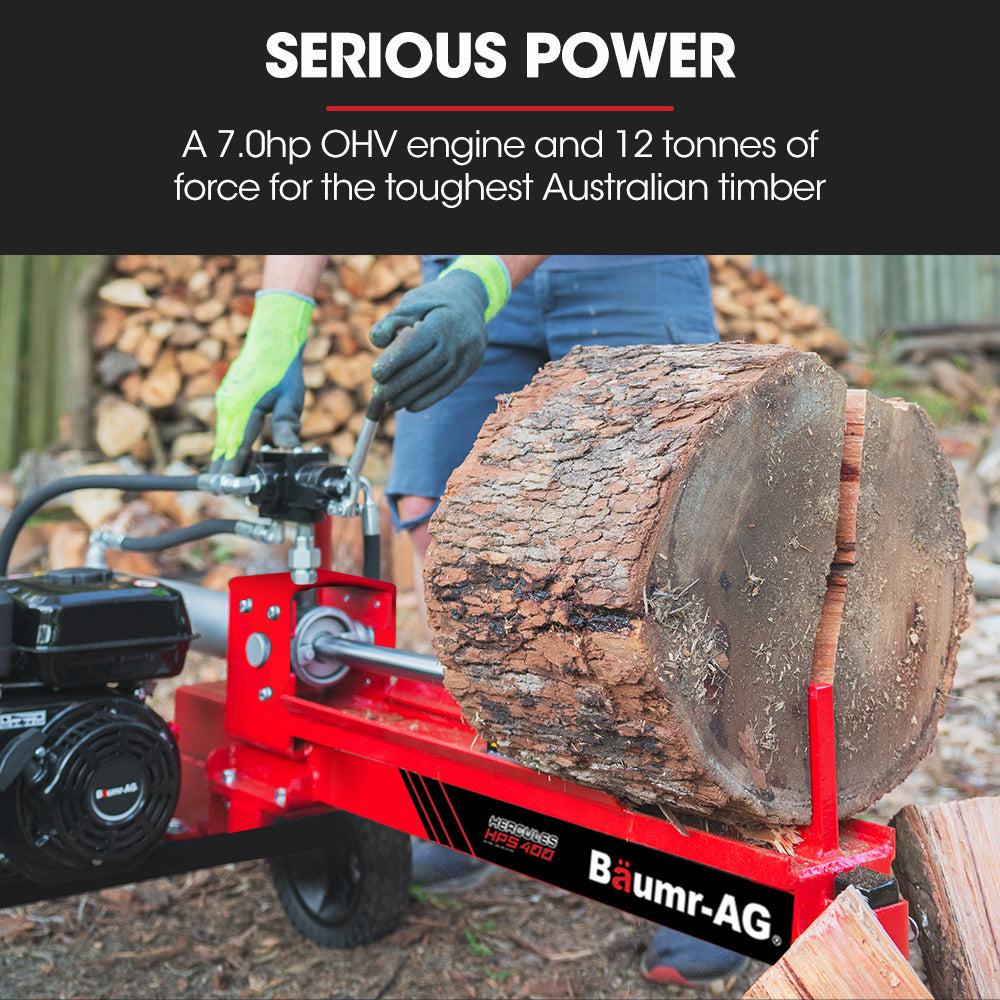 BAUMR-AG 12 Tonne Petrol Hydraulic Wood Log Splitter, - HPS400