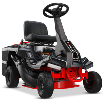 BAUMR-AG 24" Ride On Lawn Mower, Lithium Electric Start System, 6HP 224cc, 5 Cut Heights, Catcher and Mulch Kit