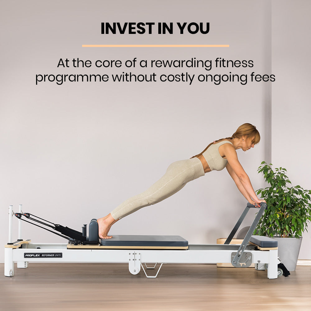 PROFLEX Aluminium Pilates Reformer Machine, Stretch Bed with box and jump board accessories