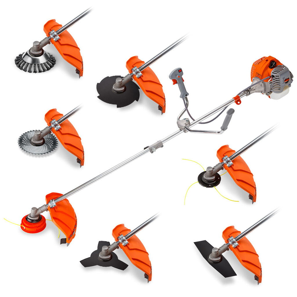 MTM 62cc 7in1 Brush Cutter Garden Multi-Tool , Pole Hedge & Line Trimmer, Bullhorn Handle, 12" Tree Trimming Pruning - YDS.com.au