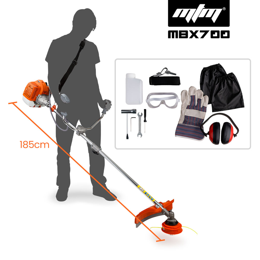 MTM 62cc 7in1 Brush Cutter Garden Multi-Tool , Pole Hedge & Line Trimmer, Bullhorn Handle, 12" Tree Trimming Pruning - YDS.com.au