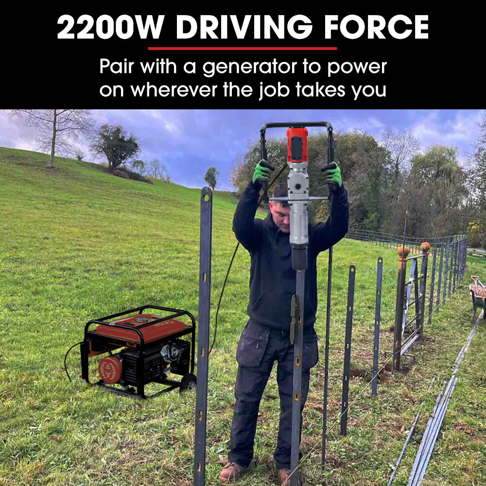 BAUMR-AG HP360e 2200W Electric Post Driver, with 2 Piling Socket Sleeves