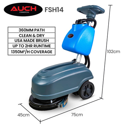 AUCH FSH14 Floor Scrubber & Dryer, 360mm, Battery Powered, Walk Behind, Multi-purpose Commercial Grade Machine