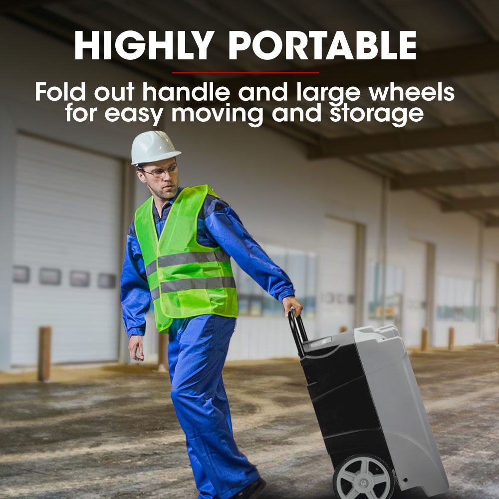 Baumr-AG 90L/day Commercial Air Dehumidifier for Mould, Portable, Stackable, LCD Display, Wheels - YDS.com.au