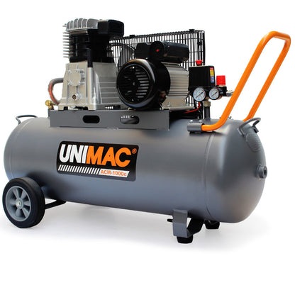 Unimac 100L 2.6kW Industrial Air Compressor, 370L/min 116PSI, Brushless Motor, Long Service Life, Certified Tank, 15A Plug