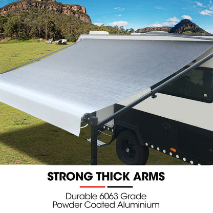 Shade Shield 15ft x 8ft Caravan Retractable Awning, Powder Coated 6063 Aluminium and Vinyl, for Caravan, Motorhome, RV, Work Trailer