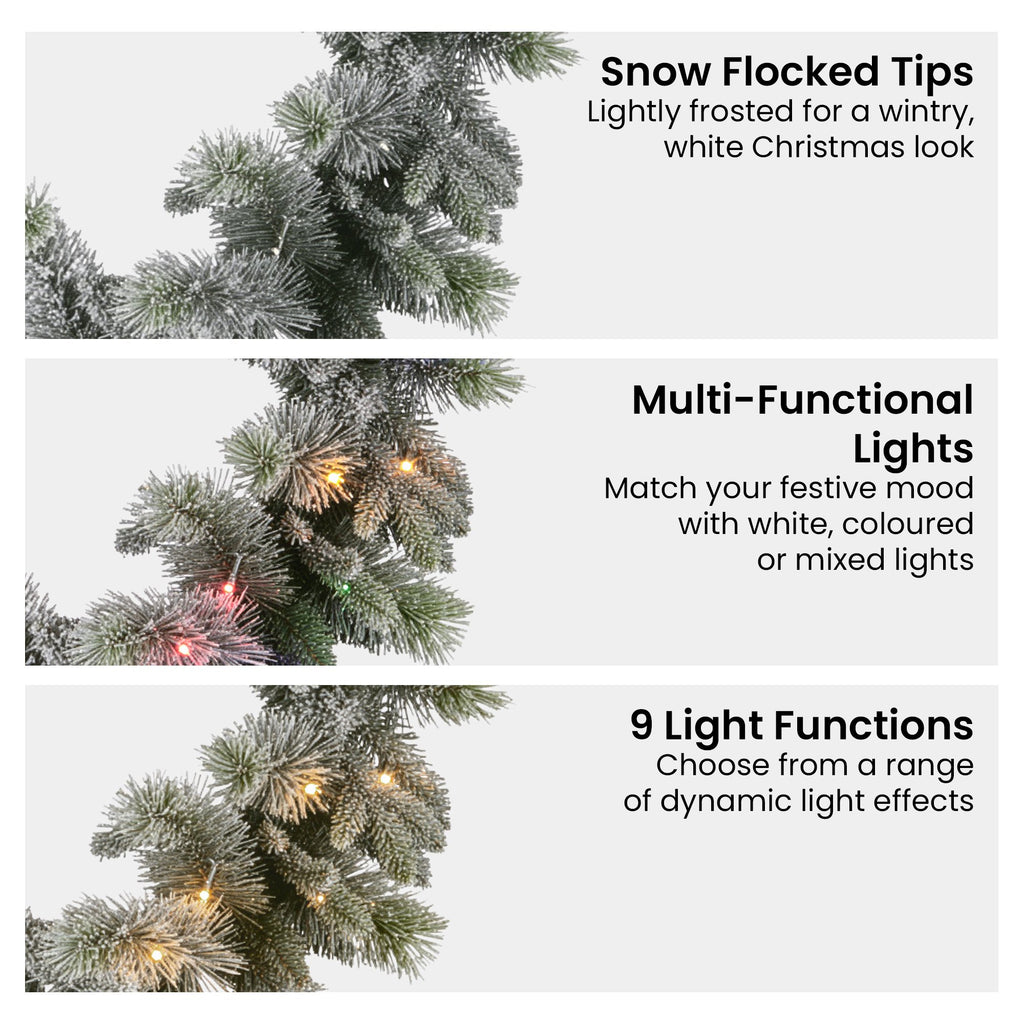 National Tree Company 274cm Pre Lit Snowy Stamford Spruce Battery Operated Christmas Garland w/LED Lights & Timer