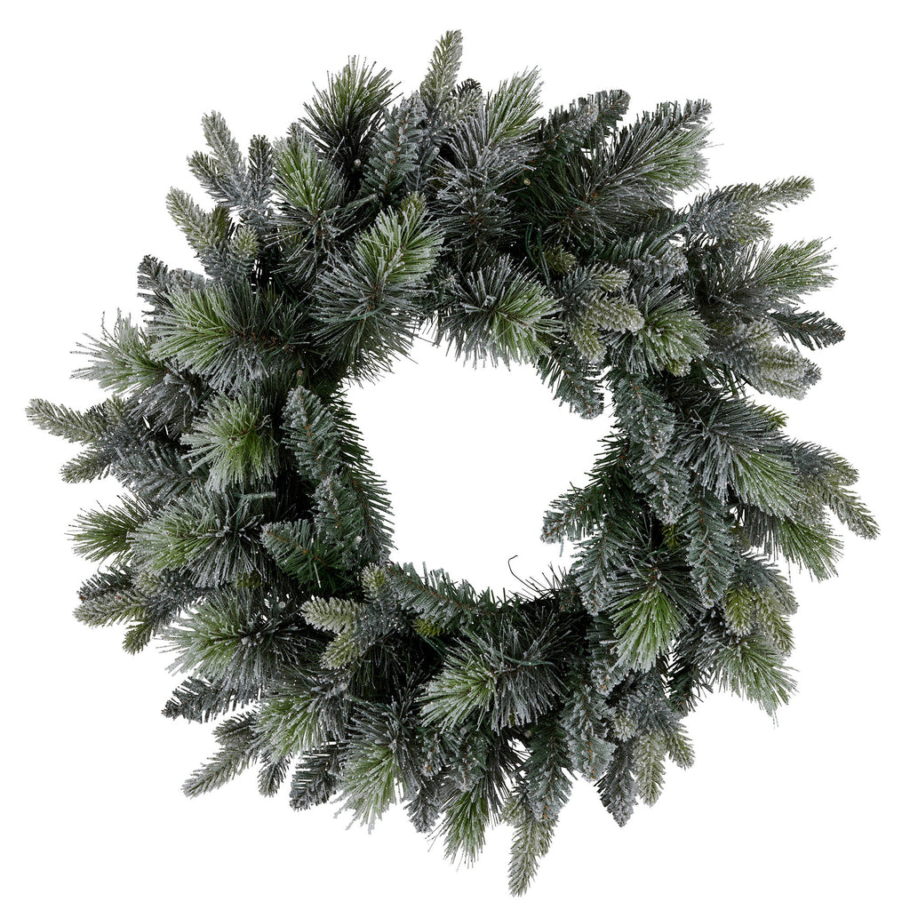 National Tree Company 61cm Pre Lit Snowy Stamford Spruce Battery Operated Christmas Wreath w/LED Lights & Timer