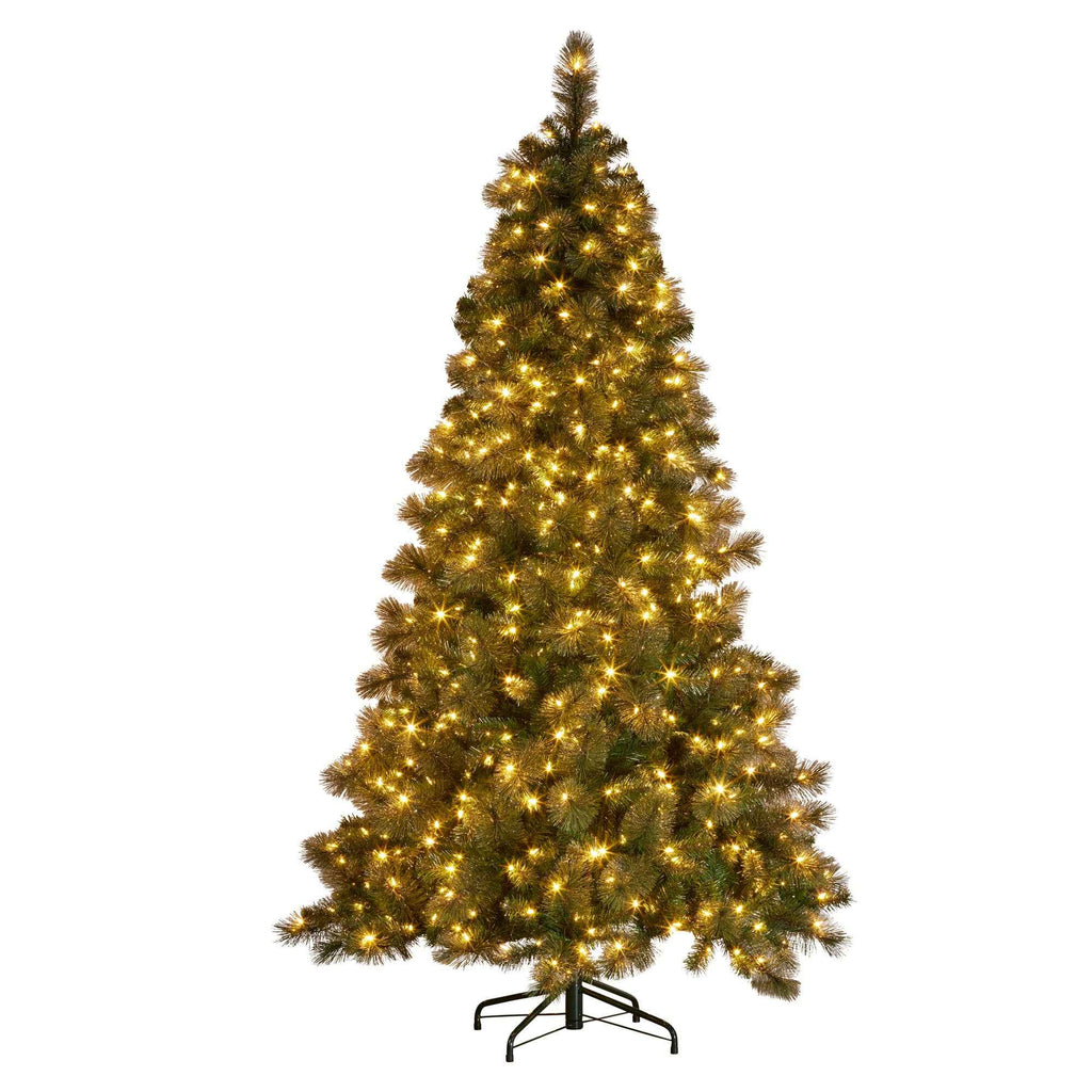 Christabelle 9ft Christmas Tree Glittery Gold Pine Needles 850 Led Lights Xmas
