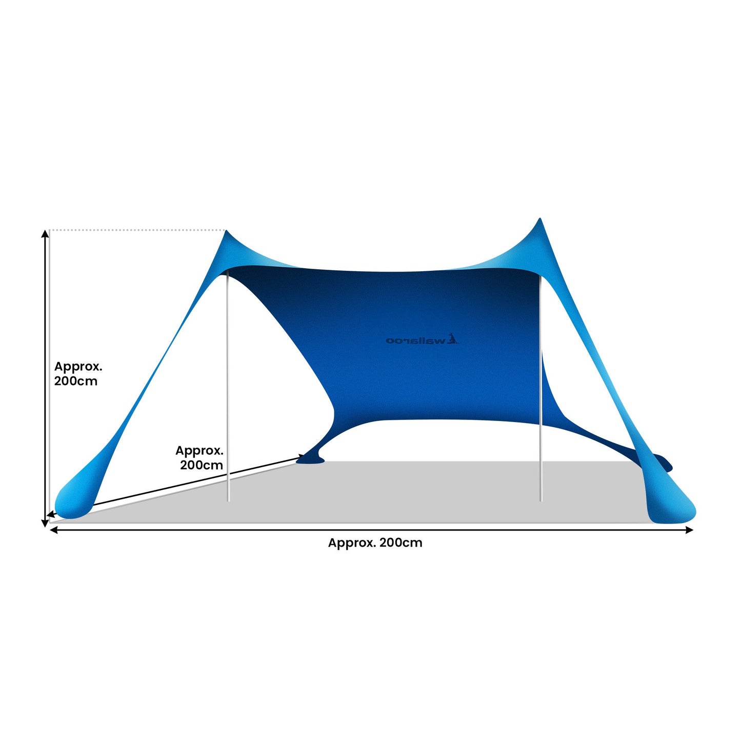 Toldo para tienda de playa Wallaroo, 2 m x 2 m, color azul 