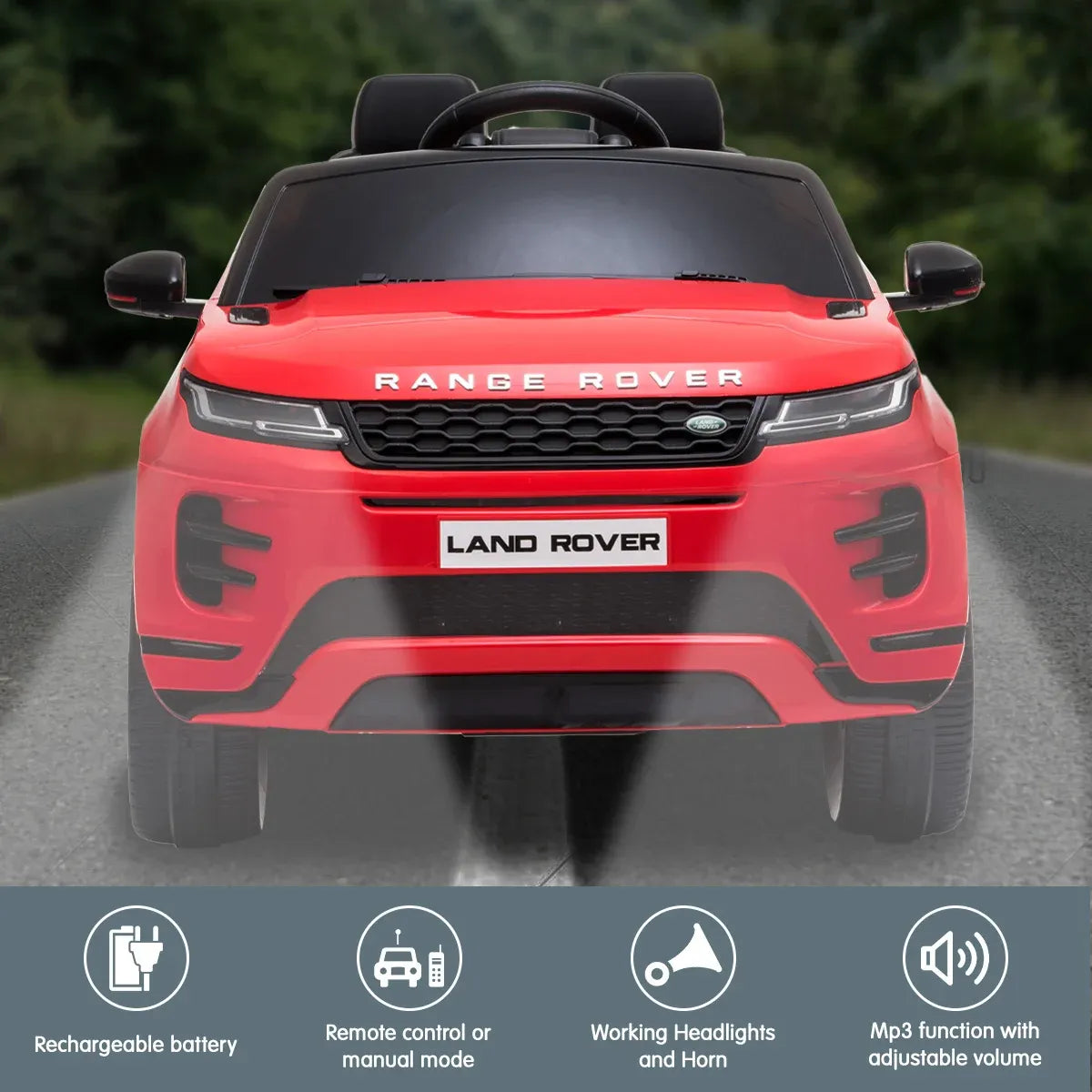 Vehículo eléctrico para niños con licencia Kahuna Land Rover, con control remoto, color rojo