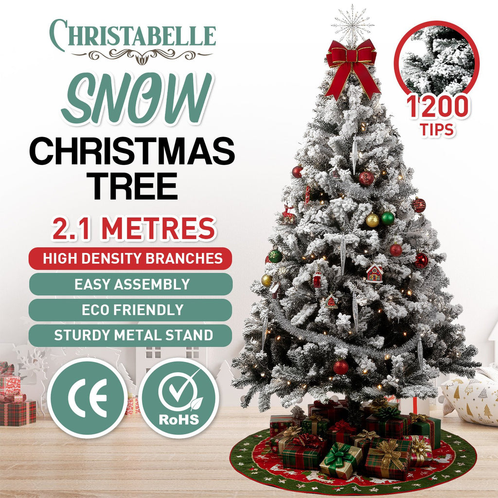 Christabelle Snow-Tipped Artificial Christmas Tree 2.1m 1200 Tips - YDS.com.au