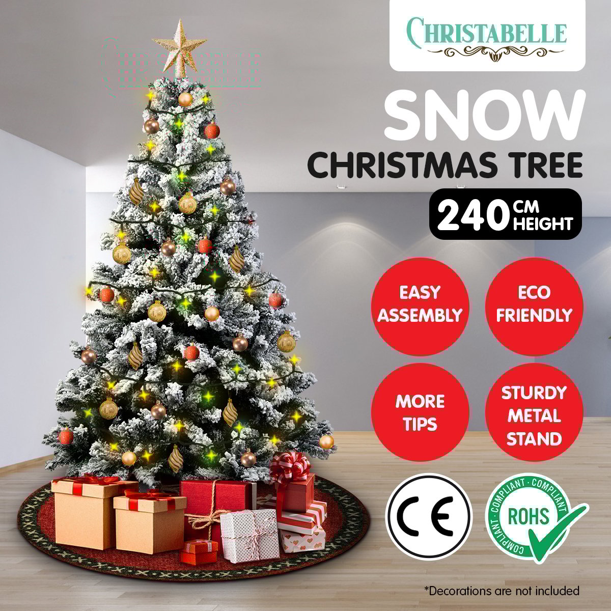 Christabelle Snow-Tipped Artificial Christmas Tree 2.4m 1500 Tips - YDS.com.au