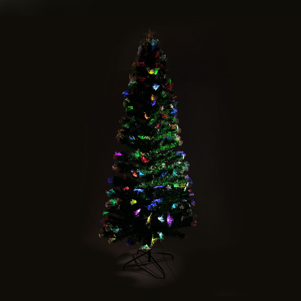 Christabelle 1.5m Pre-Lit Fibre Optic Artificial Christmas Tree with Multicolour Twinkling Star Lights