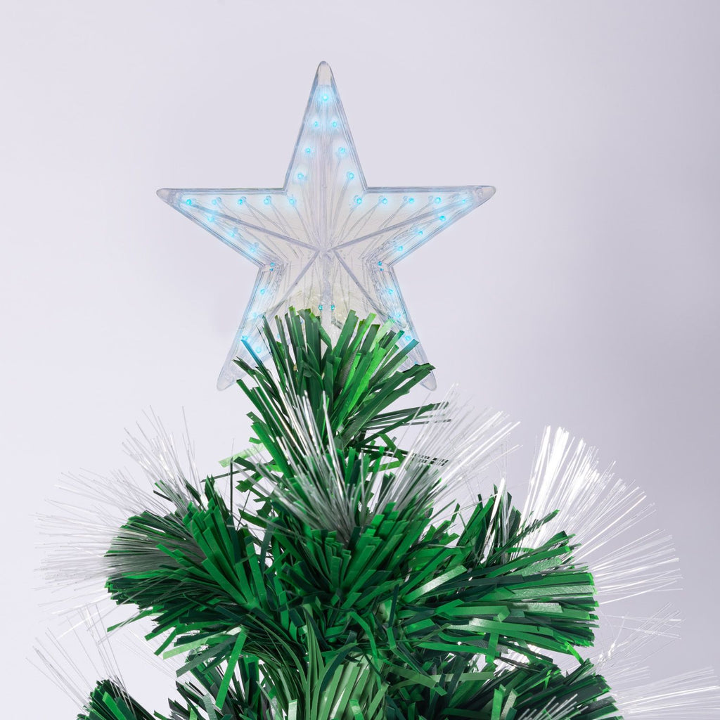 Christabelle 1.8m Pre-Lit Fibre Optic Artificial Christmas Tree with Multicolour Twinkling Star Lights