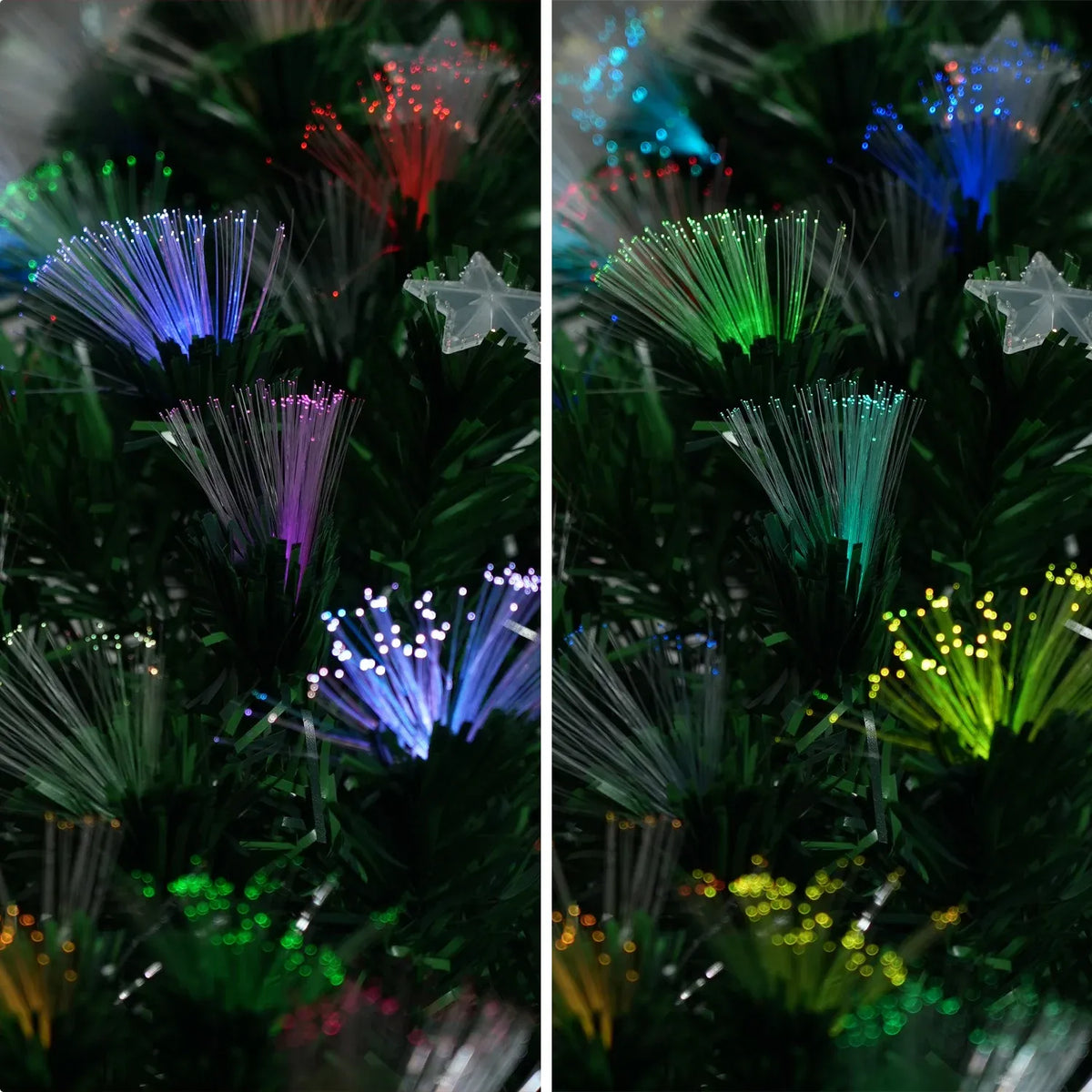 Christabelle 1.8m Pre-Lit Fibre Optic Artificial Christmas Tree with Multicolour Twinkling Star Lights