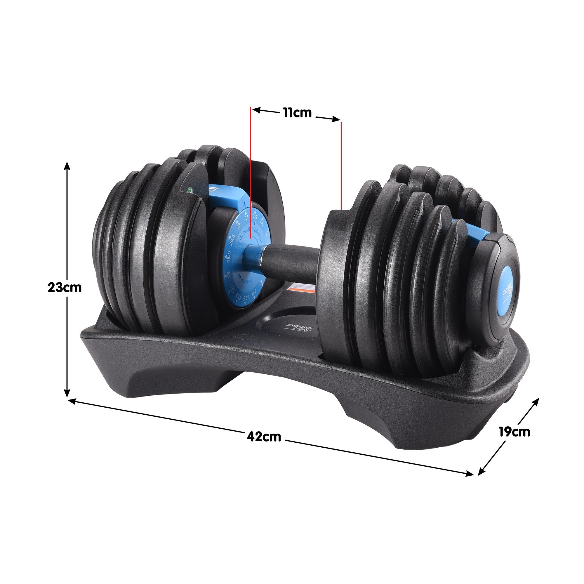 Powertrain  24KG Adjustable Home Gym Dumbbell - Blue - YDS.com.au