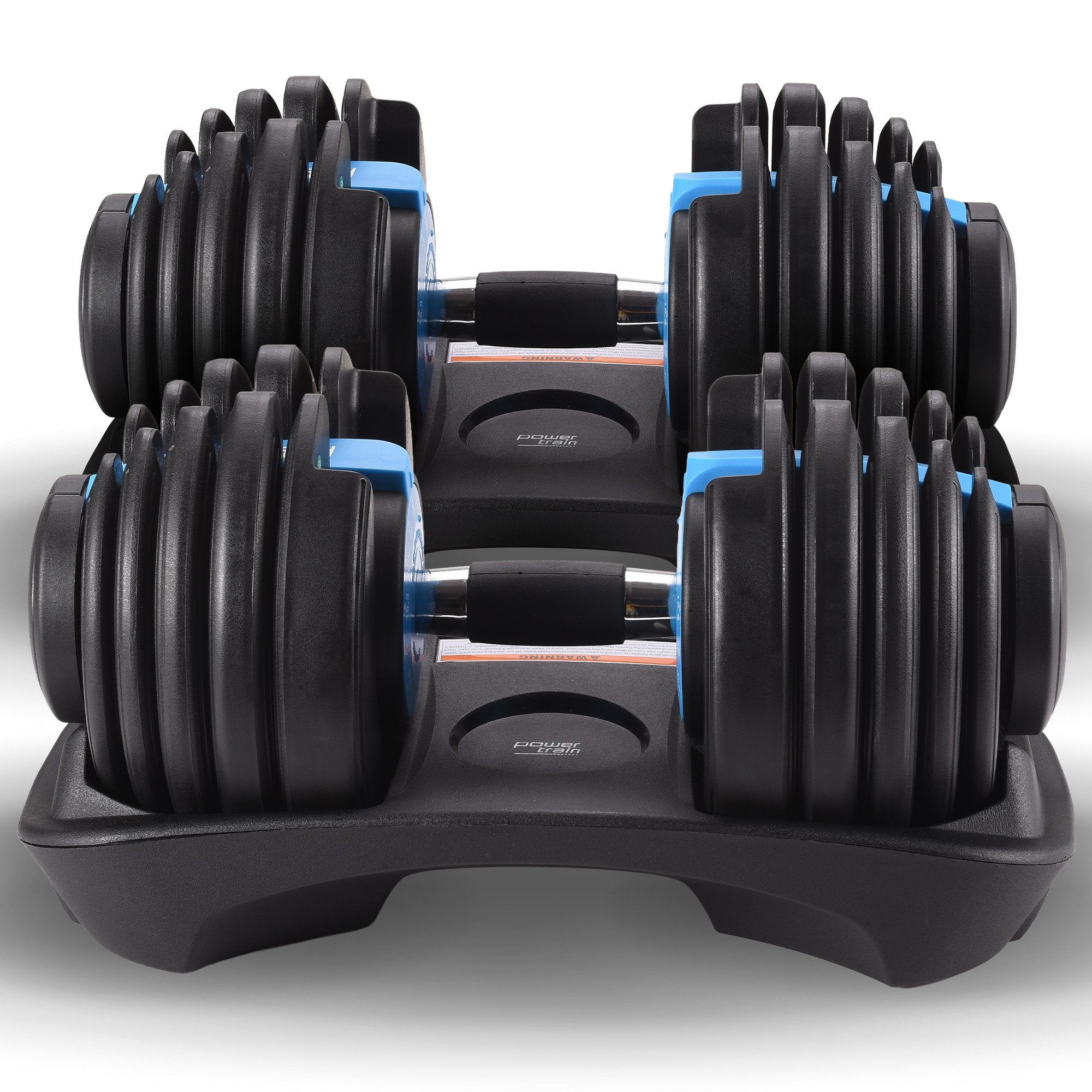 Powertrain 48KG Adjustable Dumbbell Set With Stand Blue - YDS.com.au