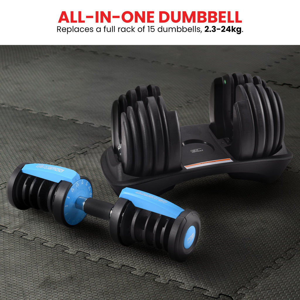 Powertrain 2x 24kg Adjustable Dumbbell Home Gym Set - YDS.com.au
