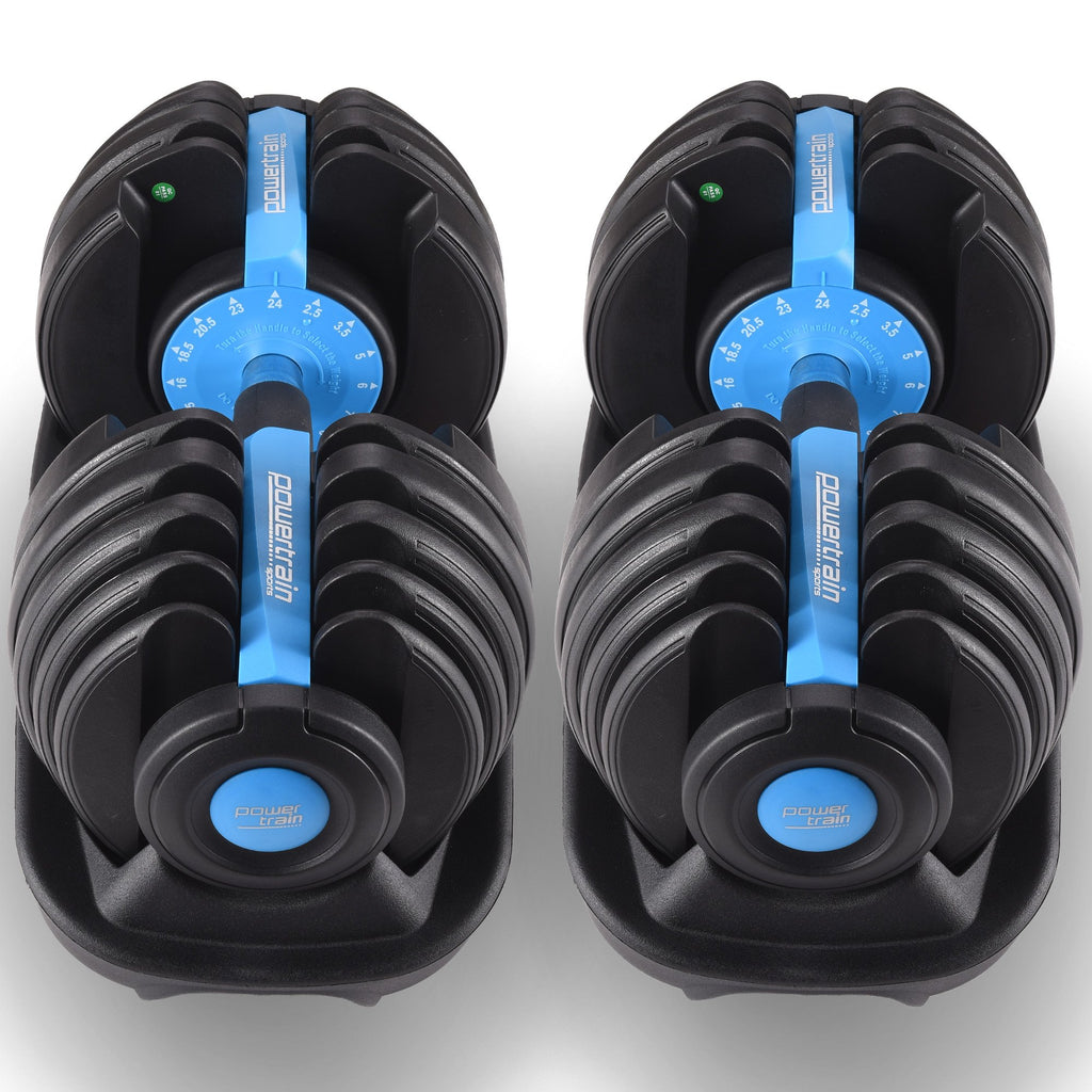 Powertrain 2x 24kg Adjustable Dumbbell Home Gym Set - YDS.com.au