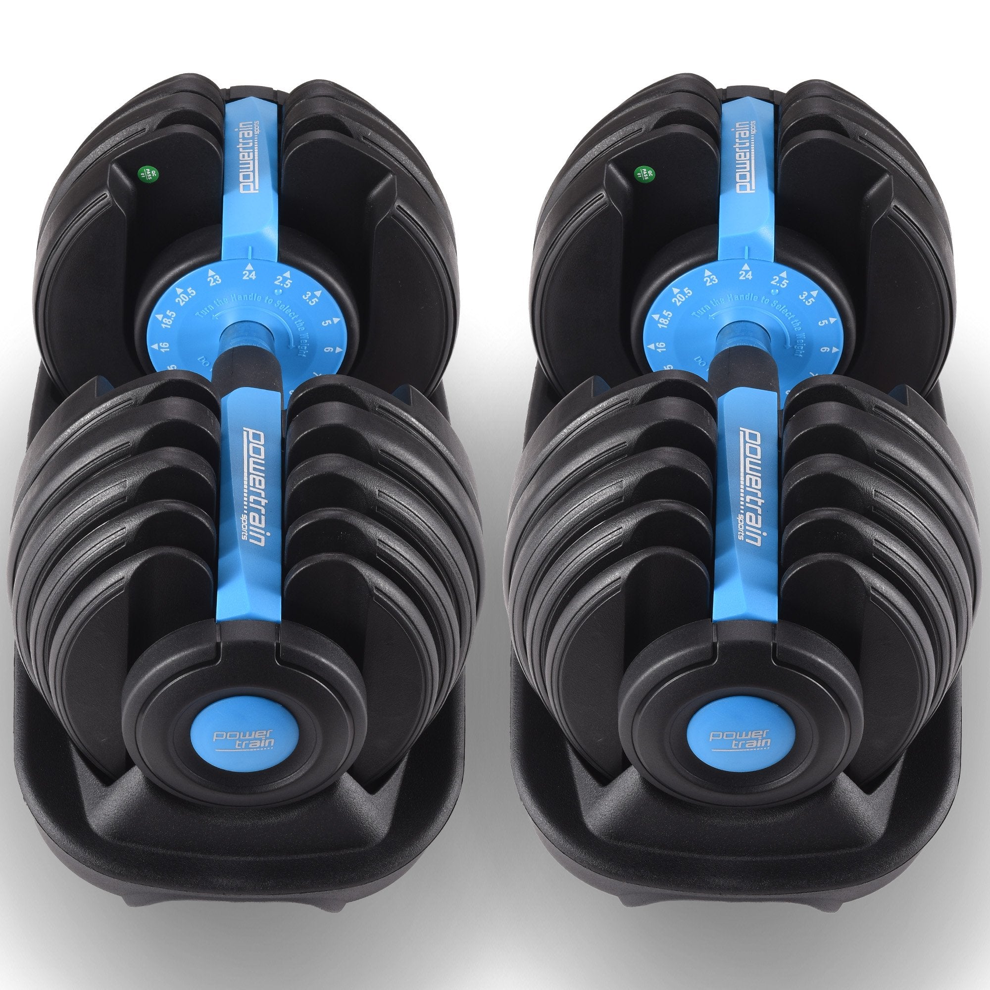 Powertrain 2x 24kg Adjustable Dumbbell Home Gym Set - YDS.com.au