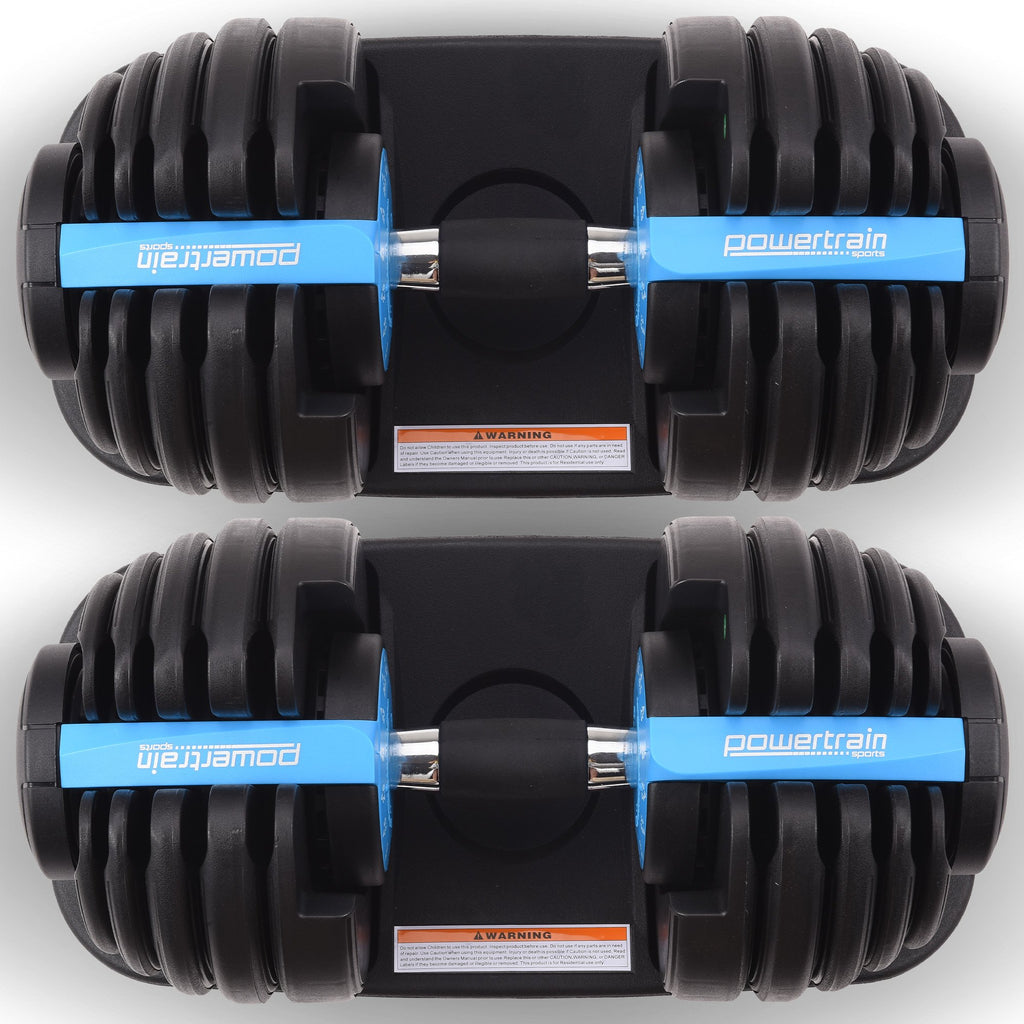 Powertrain 2x 24kg Adjustable Dumbbell Home Gym Set - YDS.com.au