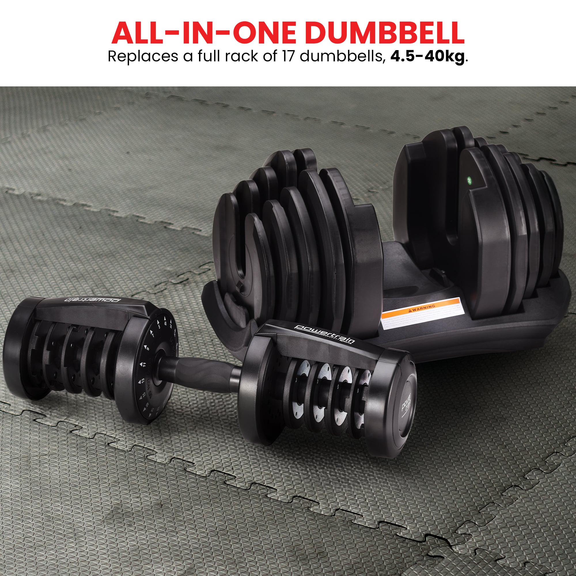 Powertrain 1x 40kg Adjustable Dumbbell