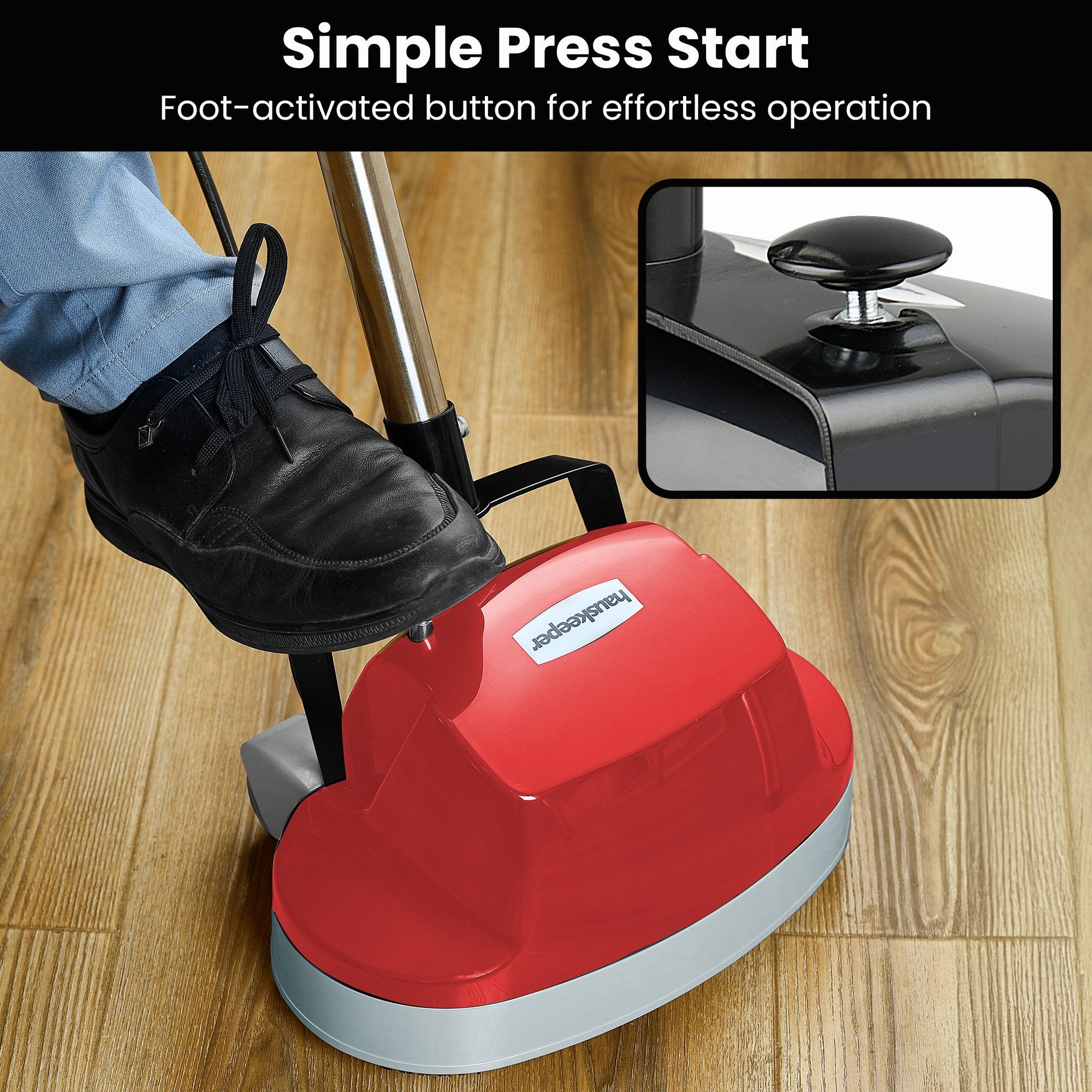Klika Hauskeeper 5 in 1 Electric 240V Floor Polisher w/ 6M Power Cable Timber Hard Waxer Buffer Cleaner Red - YDS.com.au