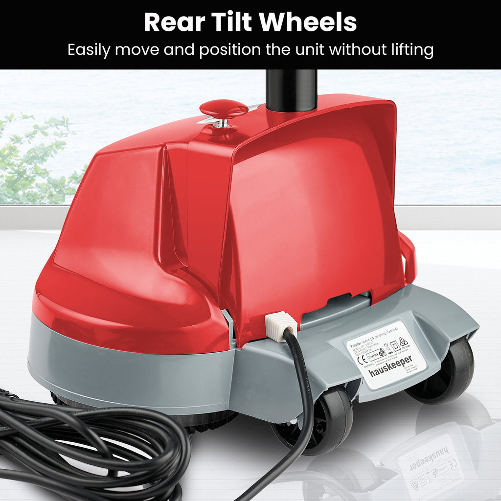 Klika Hauskeeper 5 in 1 Electric 240V Floor Polisher w/ 6M Power Cable Timber Hard Waxer Buffer Cleaner Red - YDS.com.au