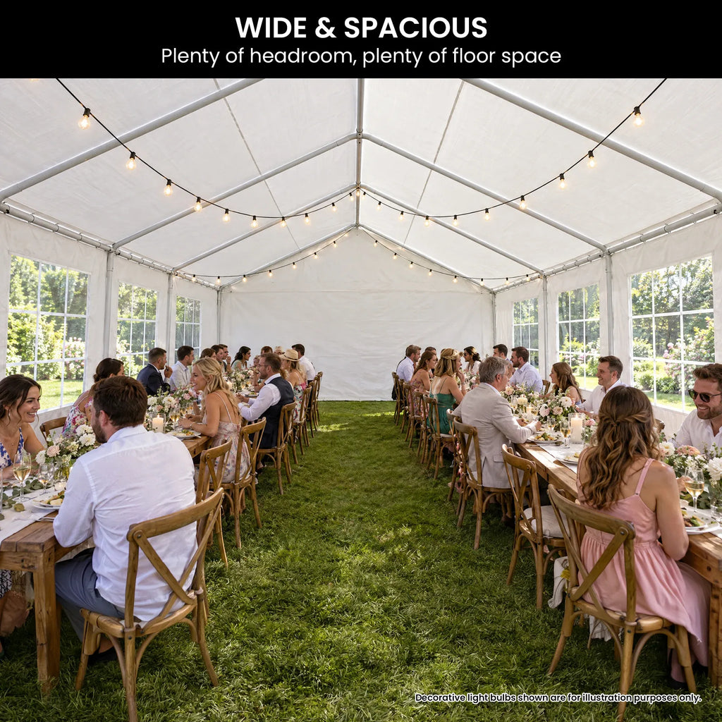 Wallaroo 4x8m Outdoor Event Marquee Party Tent Pavilion Gazebo Canopy with Removable Sidewalls & Zip Door - White