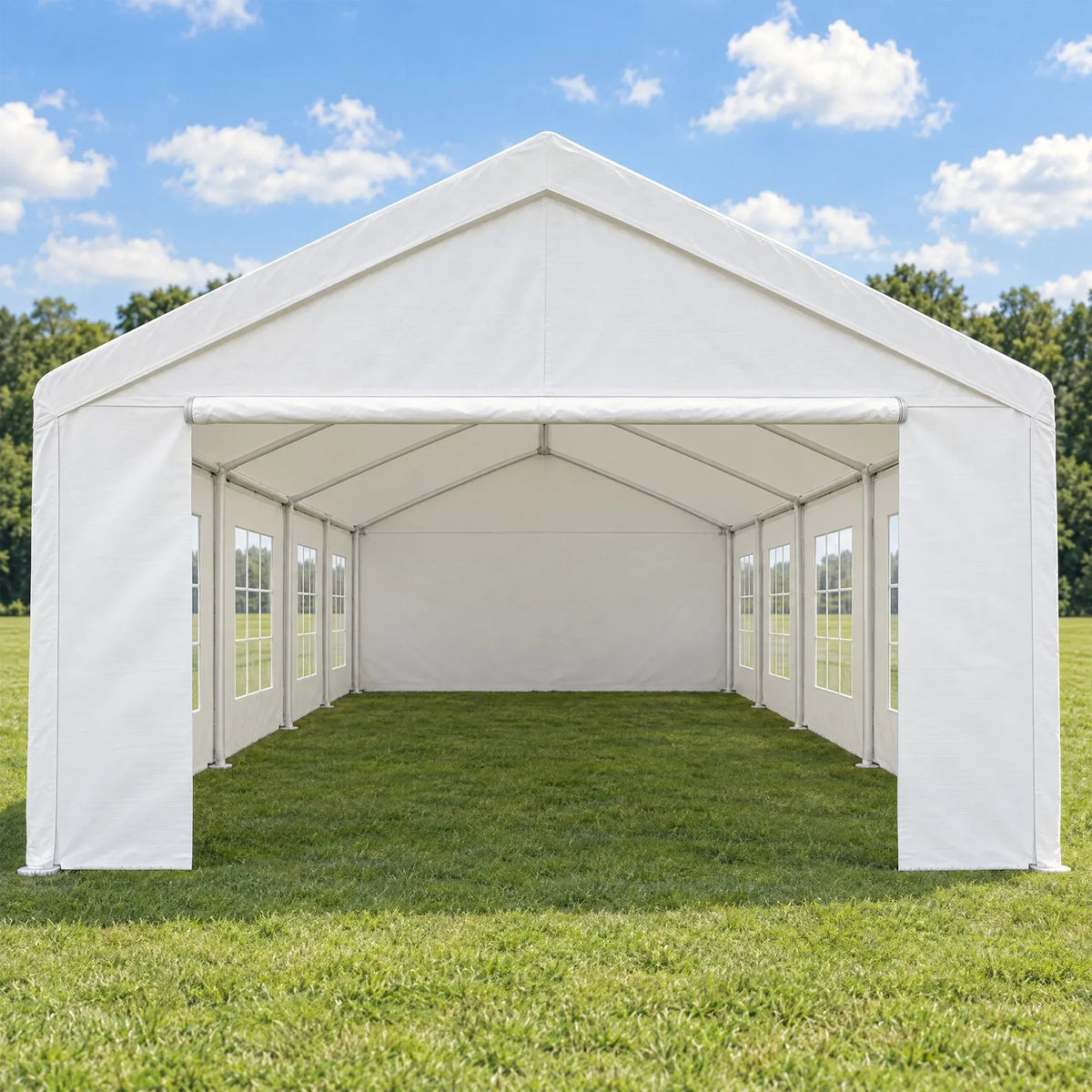 Wallaroo 4x8m Outdoor Event Marquee Party Tent Pavilion Gazebo Canopy with Removable Sidewalls & Zip Door - White