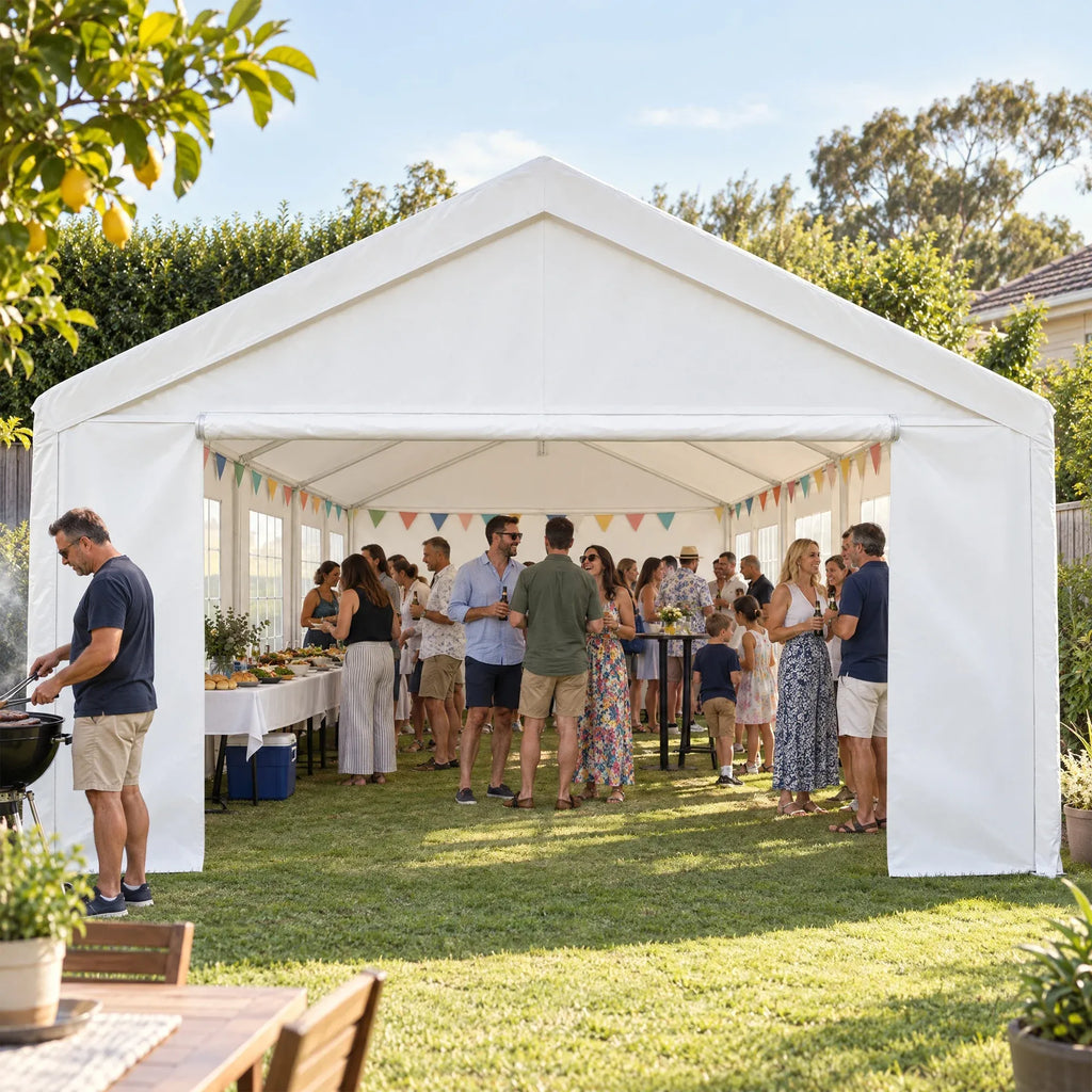 Wallaroo 4x8m Outdoor Event Marquee Party Tent Pavilion Gazebo Canopy with Removable Sidewalls & Zip Door - White
