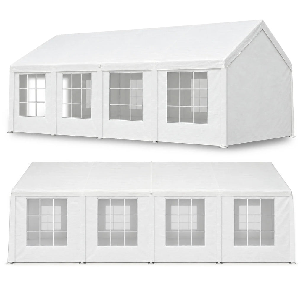 Wallaroo 4x8m Outdoor Event Marquee Party Tent Pavilion Gazebo Canopy with Removable Sidewalls & Zip Door - White
