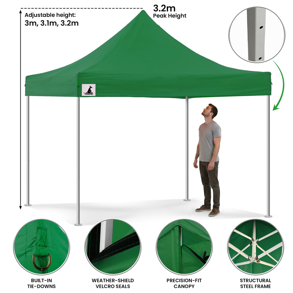 Carpa Gazebo Wallaroo 3x3 plegable para exteriores, color verde