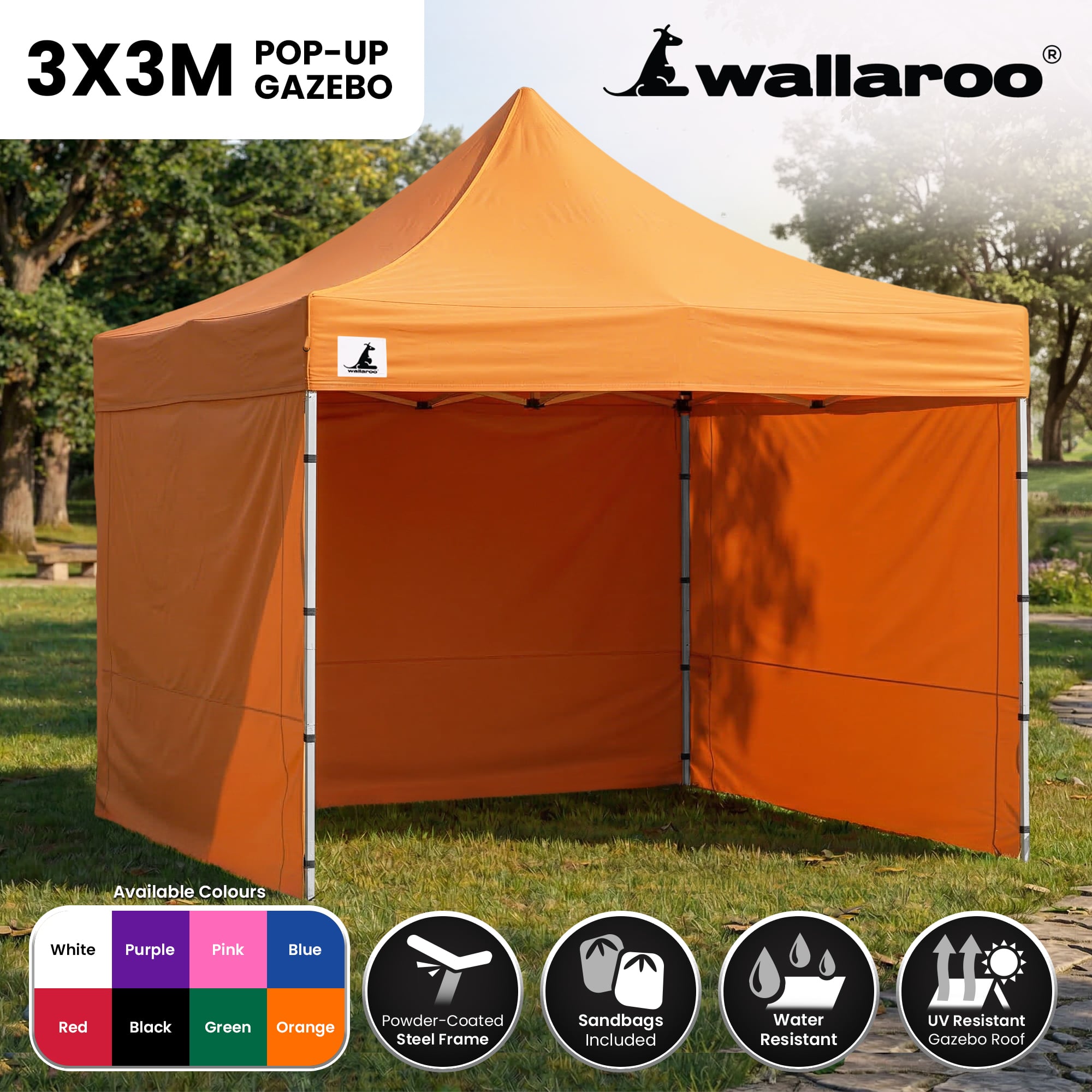 Carpa Gazebo Wallaroo 3x3 PopUp Outdoor - Naranja