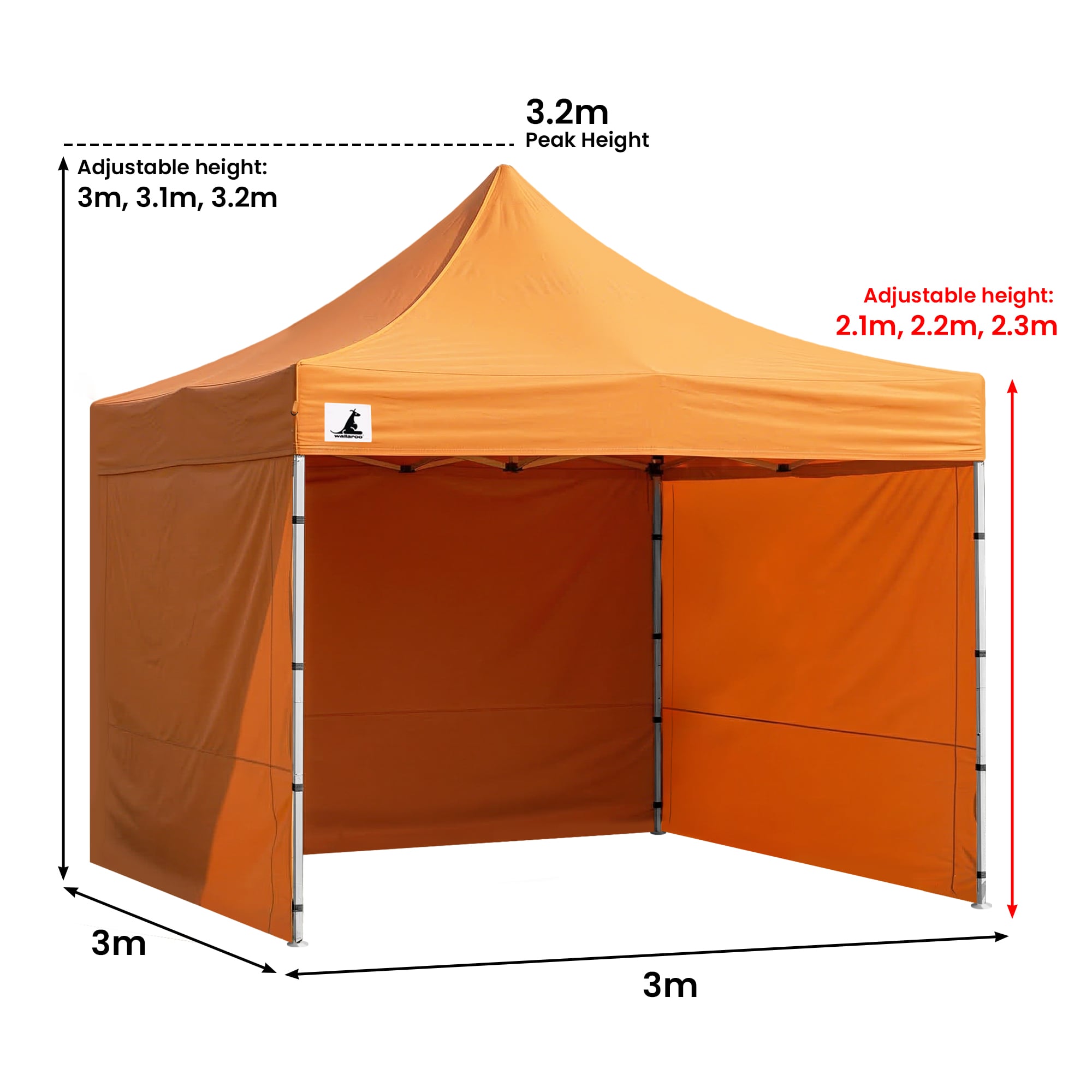 Carpa Gazebo Wallaroo 3x3 PopUp Outdoor - Naranja