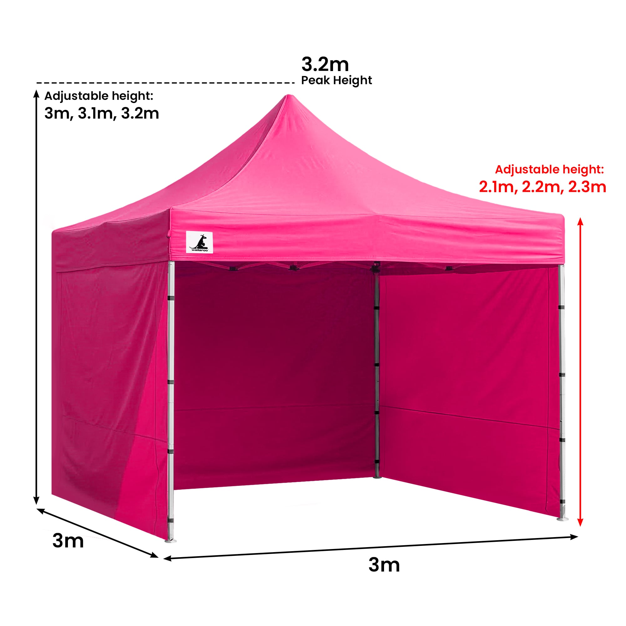 Carpa Gazebo Wallaroo 3x3 PopUp Outdoor Rosa