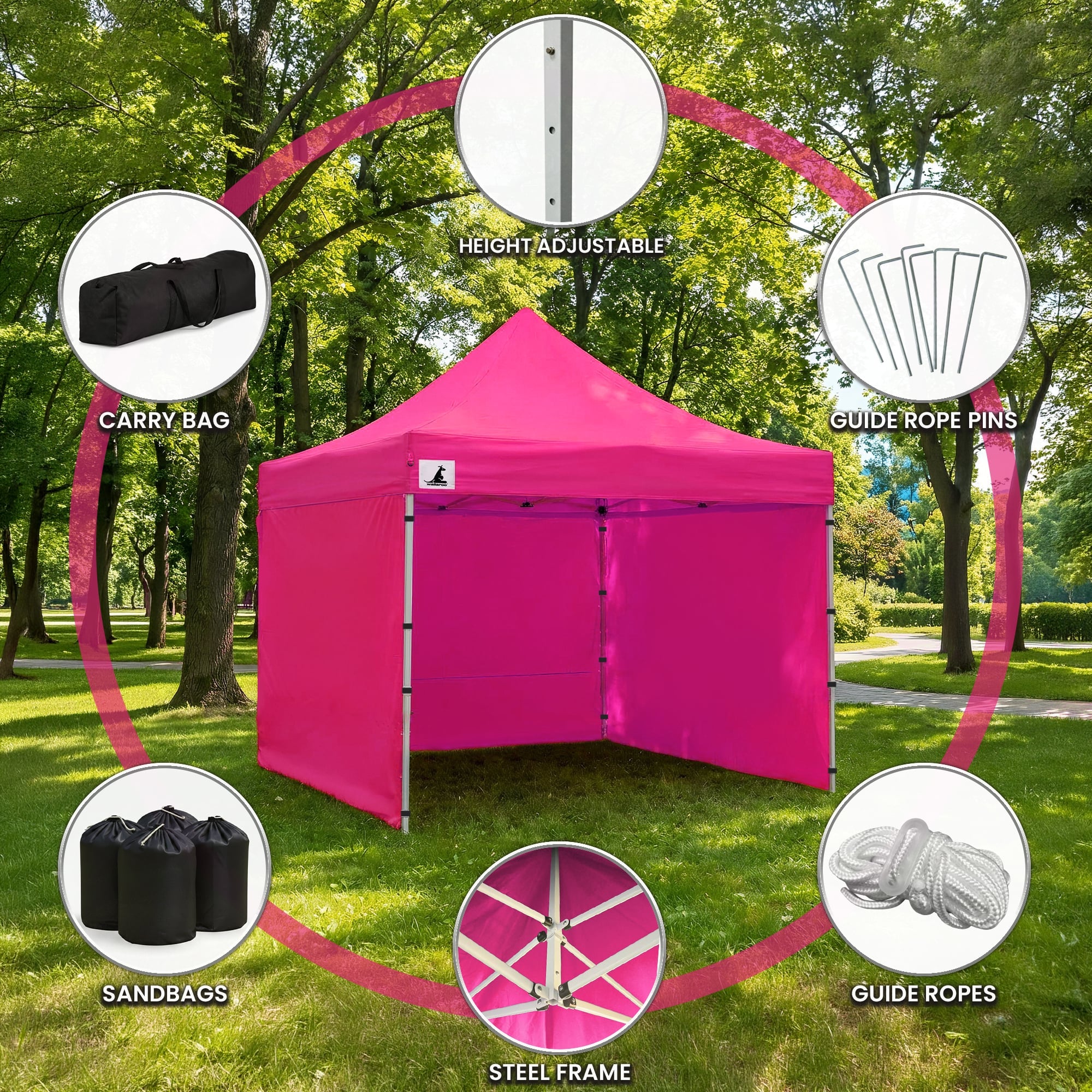 Carpa Gazebo Wallaroo 3x3 PopUp Outdoor Rosa