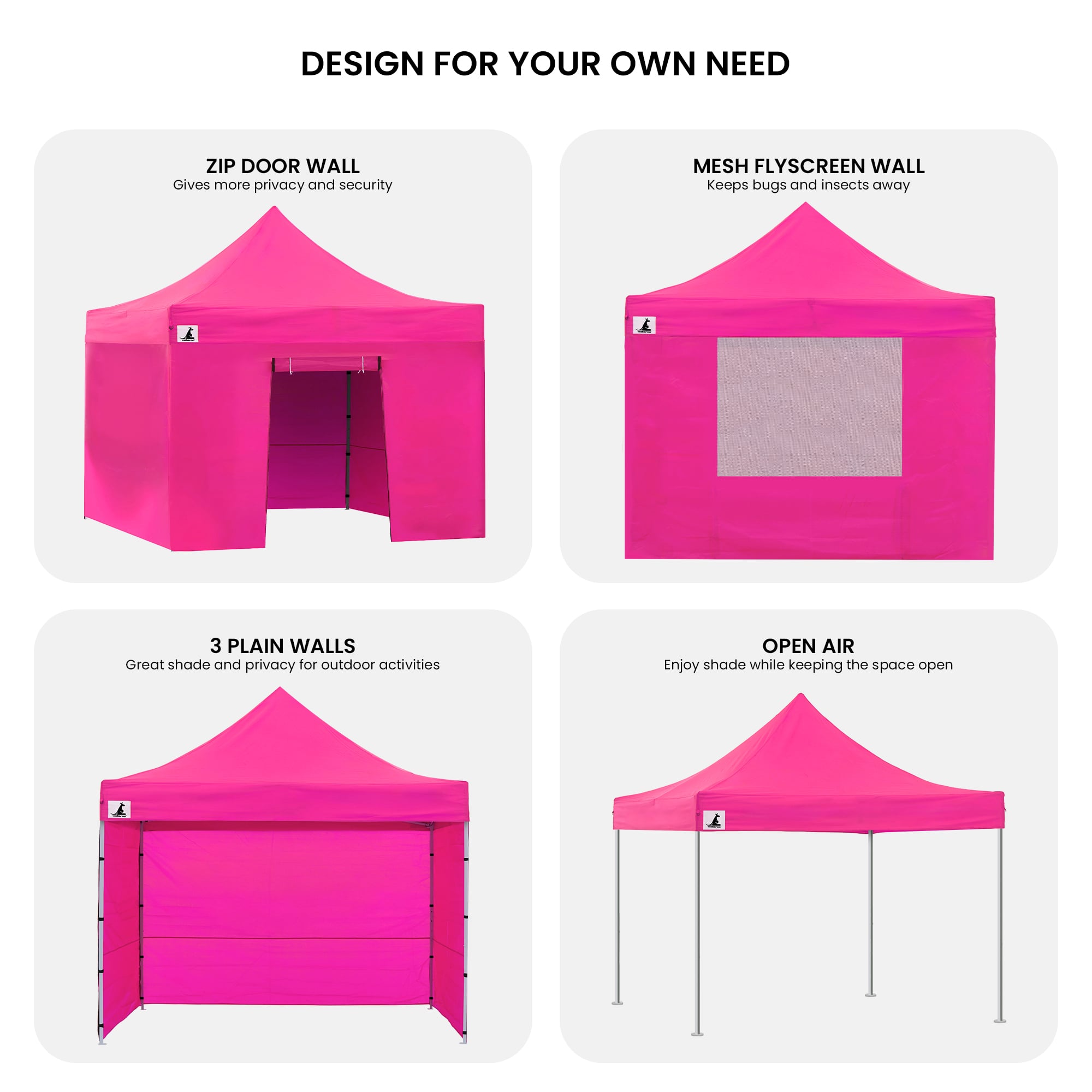 Carpa Gazebo Wallaroo 3x3 PopUp Outdoor Rosa
