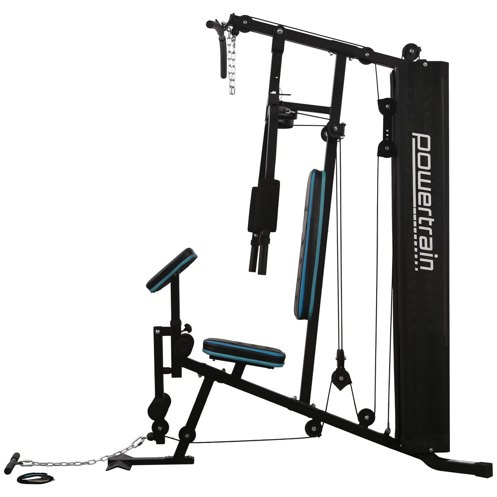 Powertrain JX-300 Multi Station Home Gym 44kg Weight Stack Cable Machine, Curl Pad Leg Extension and Pull-down Bar