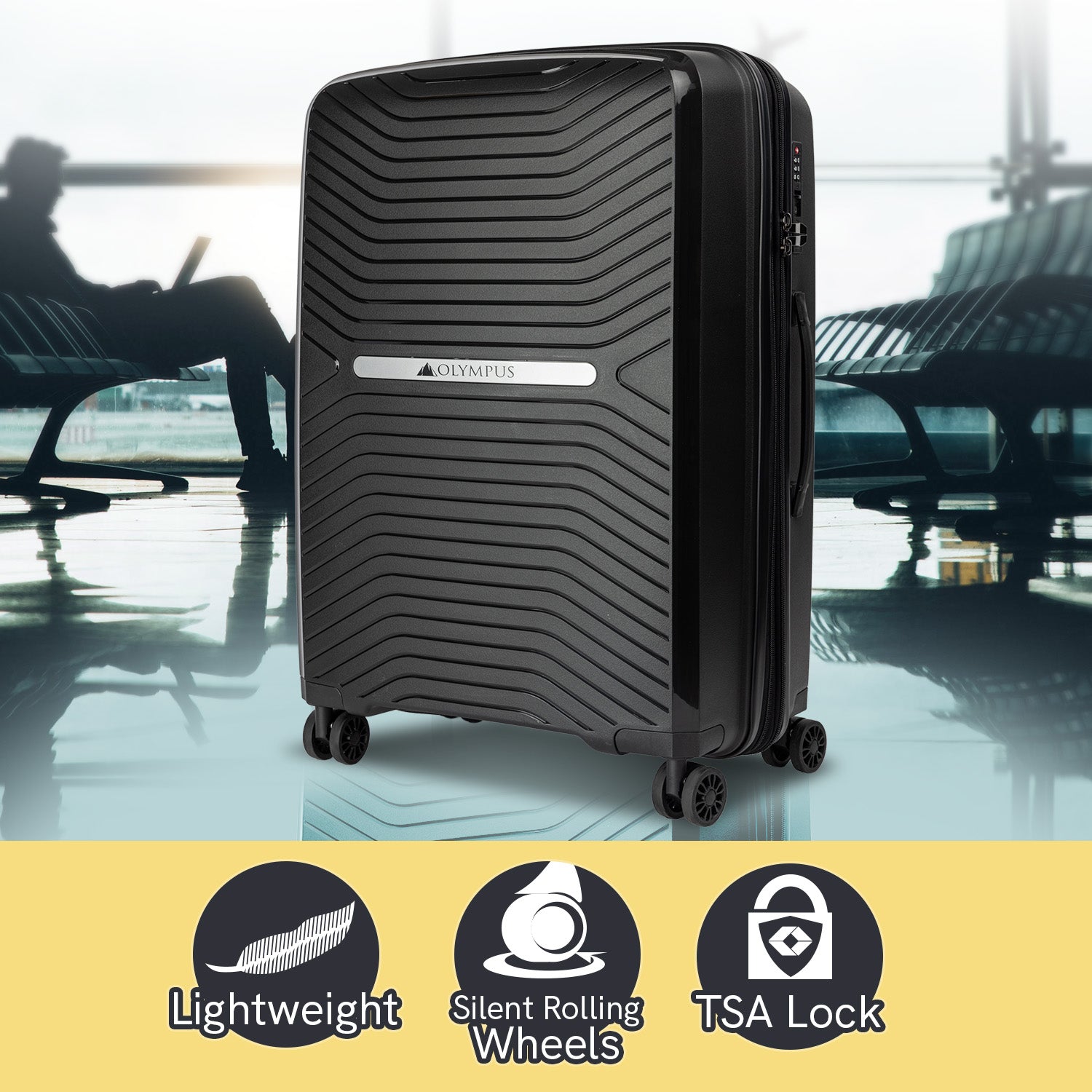 Olympus Astra 29in Lightweight Hard Shell Suitcase - Obsidian Black