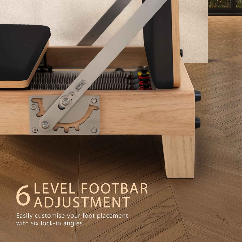 Powertrain Selina Pilates Reformer Machine Wooden Folding Multifunctional Home Gym Equipment with Jumpboard & Sitting Box Oak Black