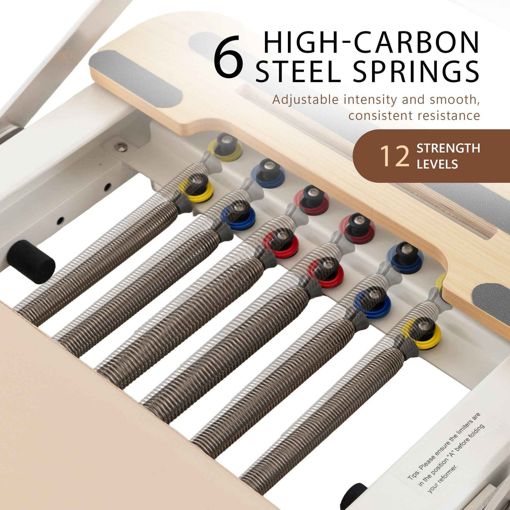 Powertrain Velora Beige Aluminium Foldable Pilates Board Reformer Multifunctional Core Exercise Set Ab Trainer Platform Extender Sitting Box Jumpboard And Footbar Full Body Home