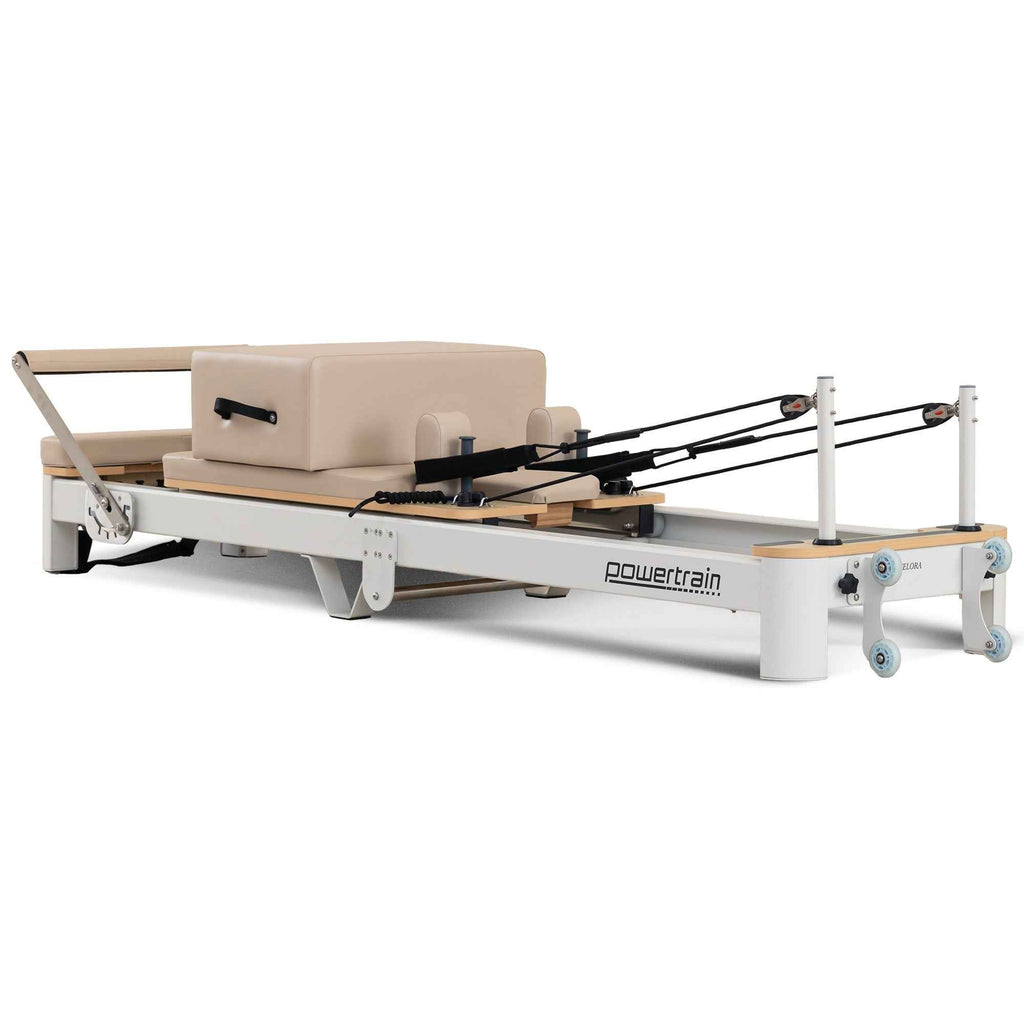 Powertrain Velora Beige Aluminium Foldable Pilates Board Reformer Multifunctional Core Exercise Set Ab Trainer Platform Extender Sitting Box Jumpboard And Footbar Full Body Home