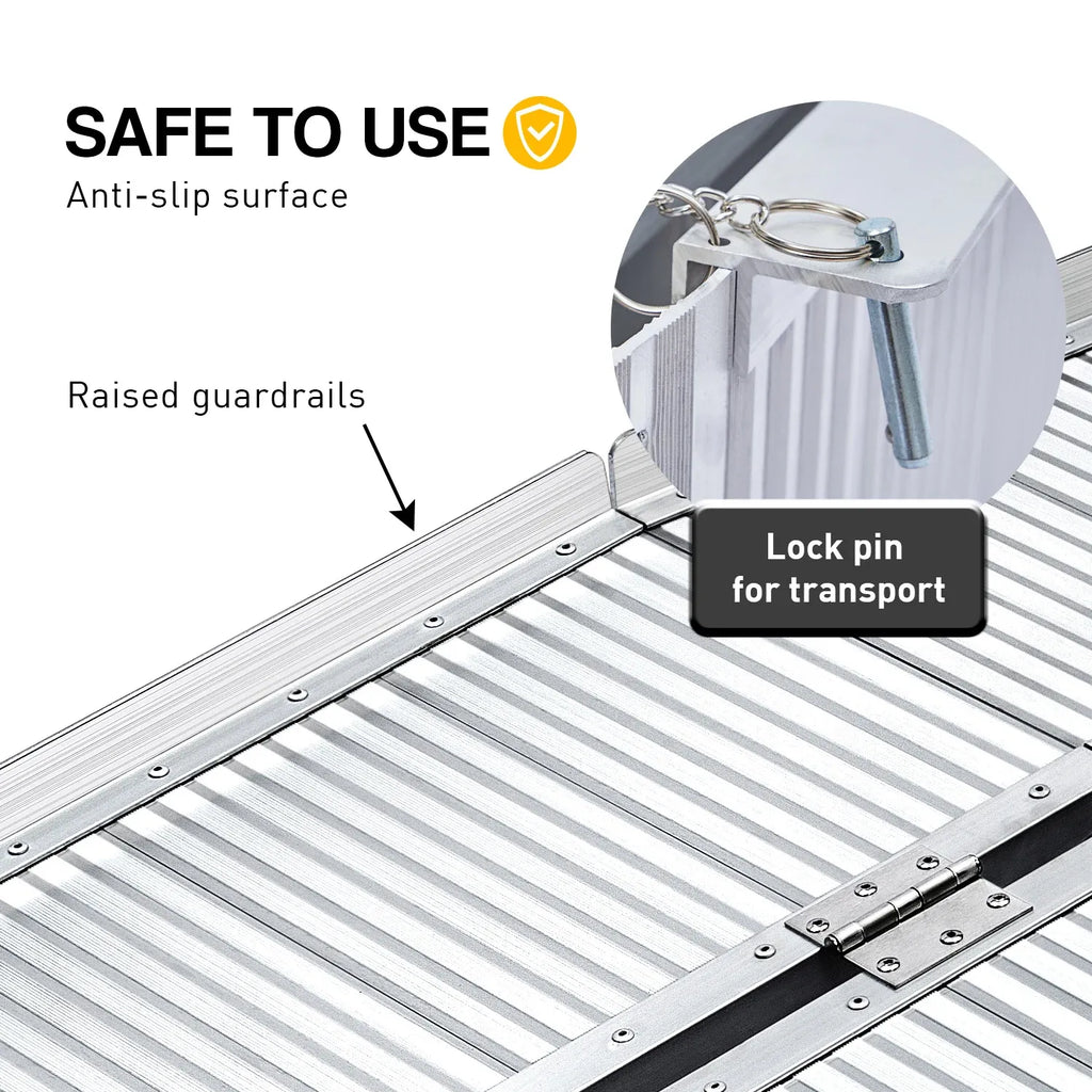 Kartrite 5ft Portable Aluminium Wheelchair Ramp 275kg Heavy Duty Non-Slip Foldable Suitcase Ramp for Mobility Scooters