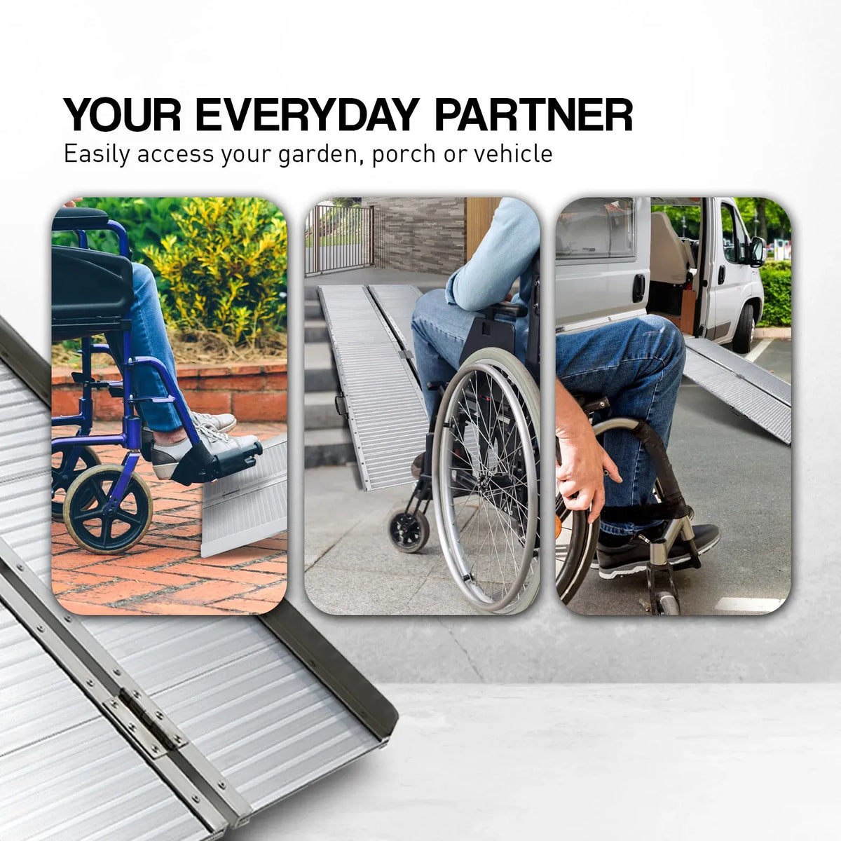 Kartrite 5ft Portable Aluminium Wheelchair Ramp 275kg Heavy Duty Non-Slip Foldable Suitcase Ramp for Mobility Scooters