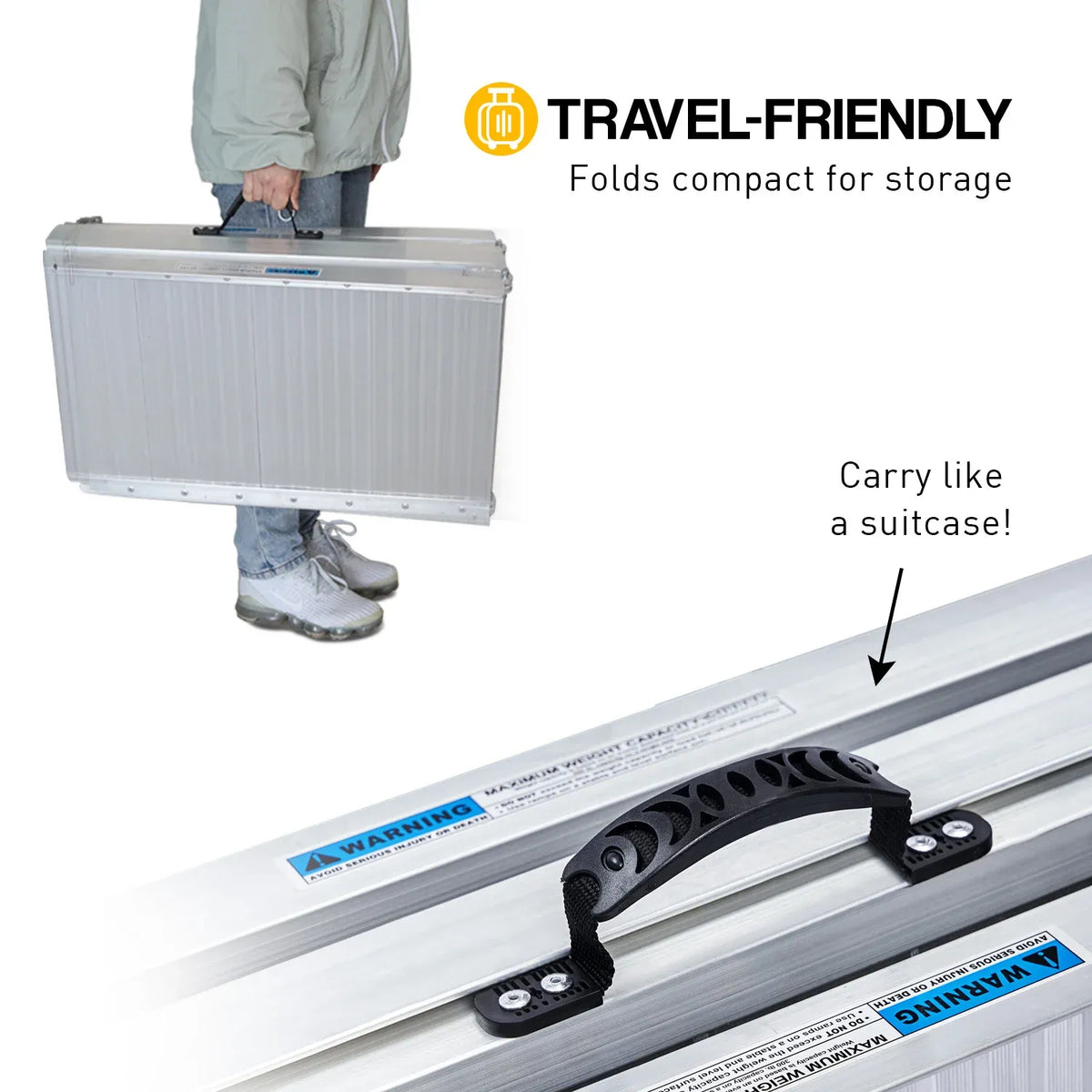 Kartrite 5ft Portable Aluminium Wheelchair Ramp 275kg Heavy Duty Non-Slip Foldable Suitcase Ramp for Mobility Scooters