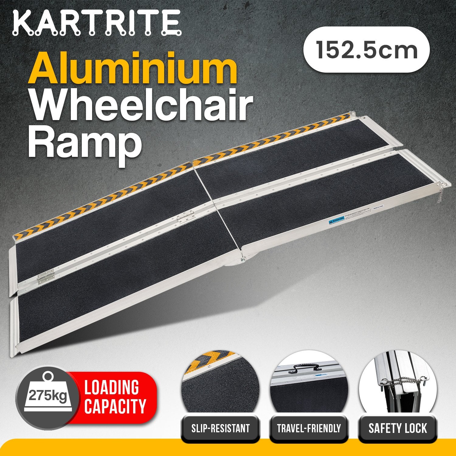 Kartrite Folding Aluminium Wheelchair Ramp 5FT Portable Mobility Access Ramp - YDS.com.au