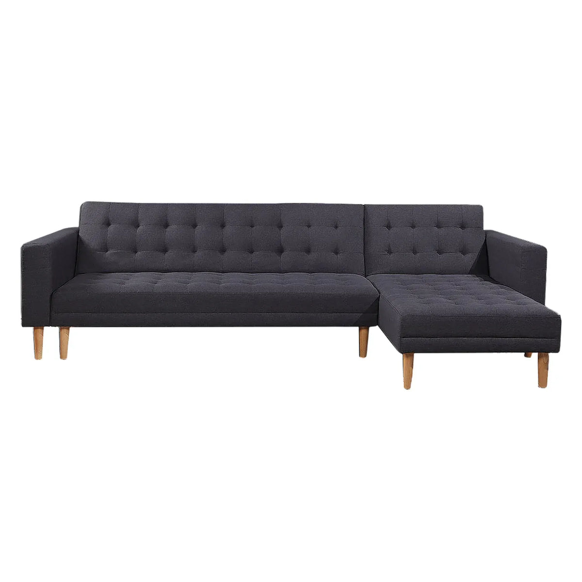 Sarantino Linen Fabric Corner Sofa Bed Couch Lounge With Chaise Furniture - Dark Grey - YDS.com.au