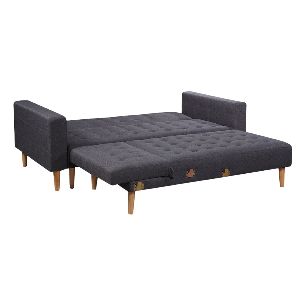Sarantino Linen Fabric Corner Sofa Bed Couch Lounge With Chaise Furniture - Dark Grey - YDS.com.au